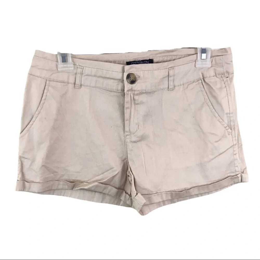 Cotton On Zoe Waist Detail Short Nude Beige Size 6 Womens Chino Cuffed Summer
